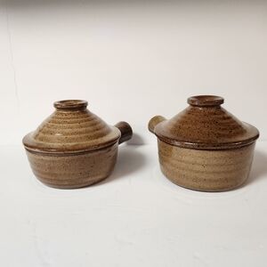 Set of 2 Vintage Stone Wave Nonstick Ceramic Microwave Cookware with Recipes